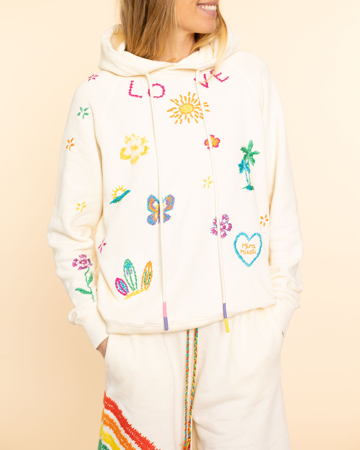 Embroidered Cali Hoodie | Antique White