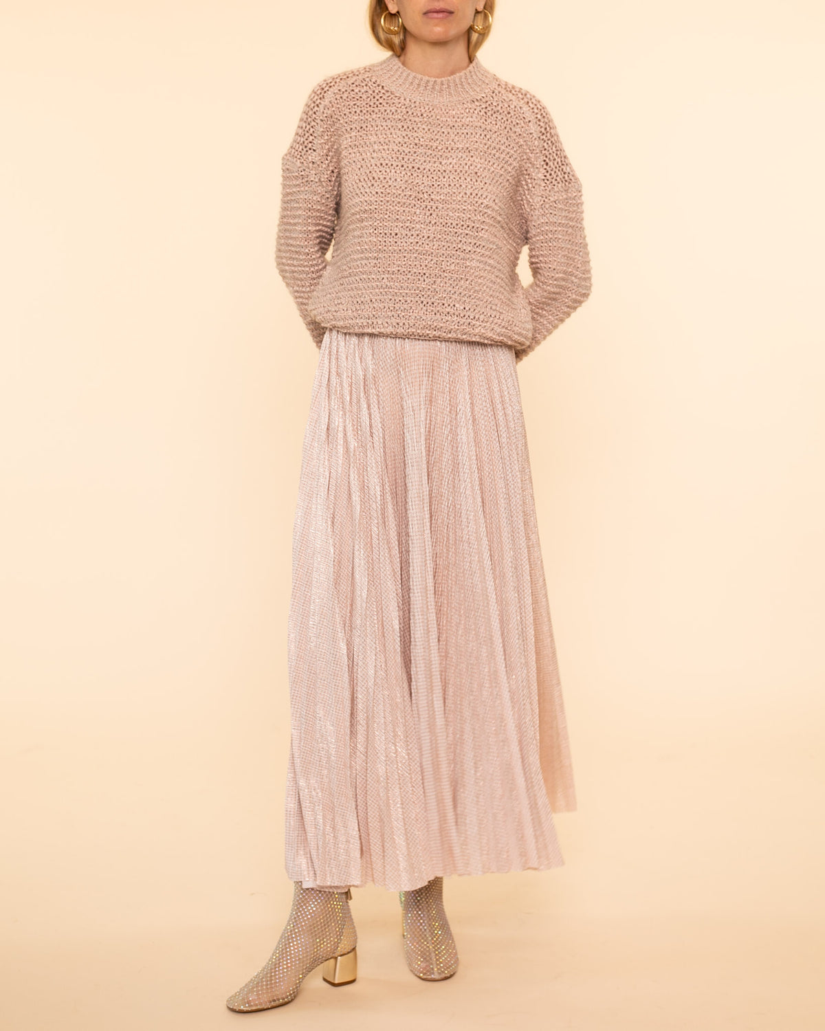 Lam' Pied de Poule Soleil Skirt | Rose