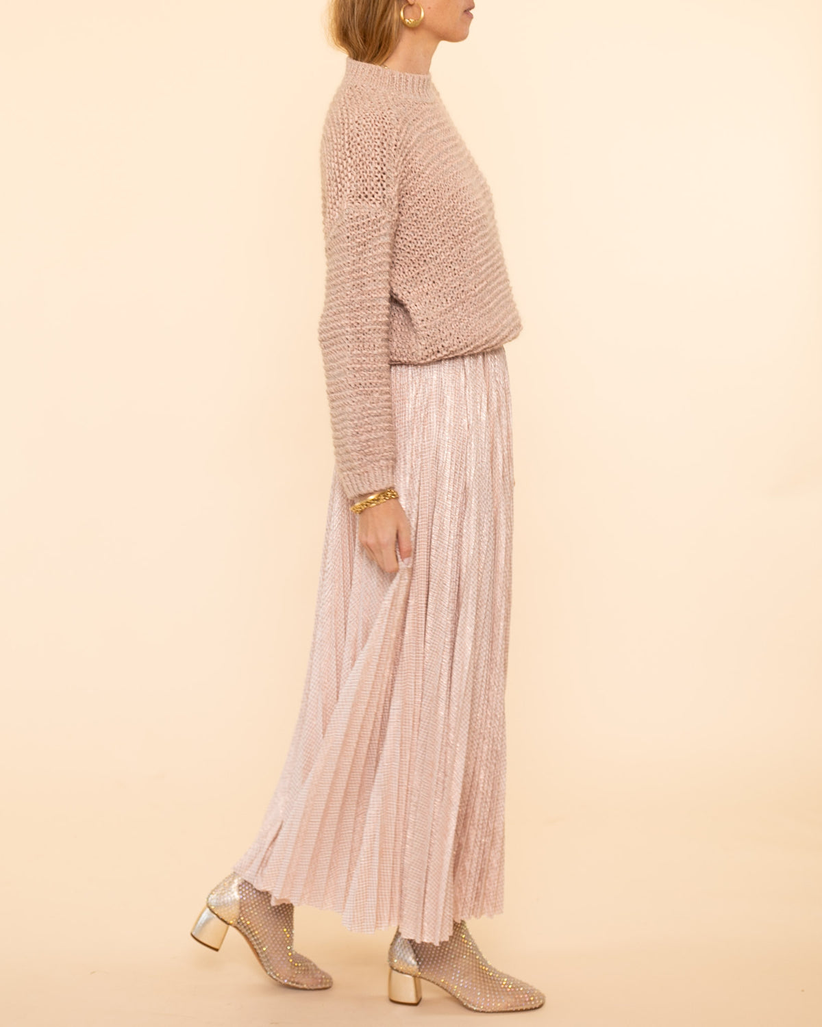 Lam' Pied de Poule Soleil Skirt | Rose