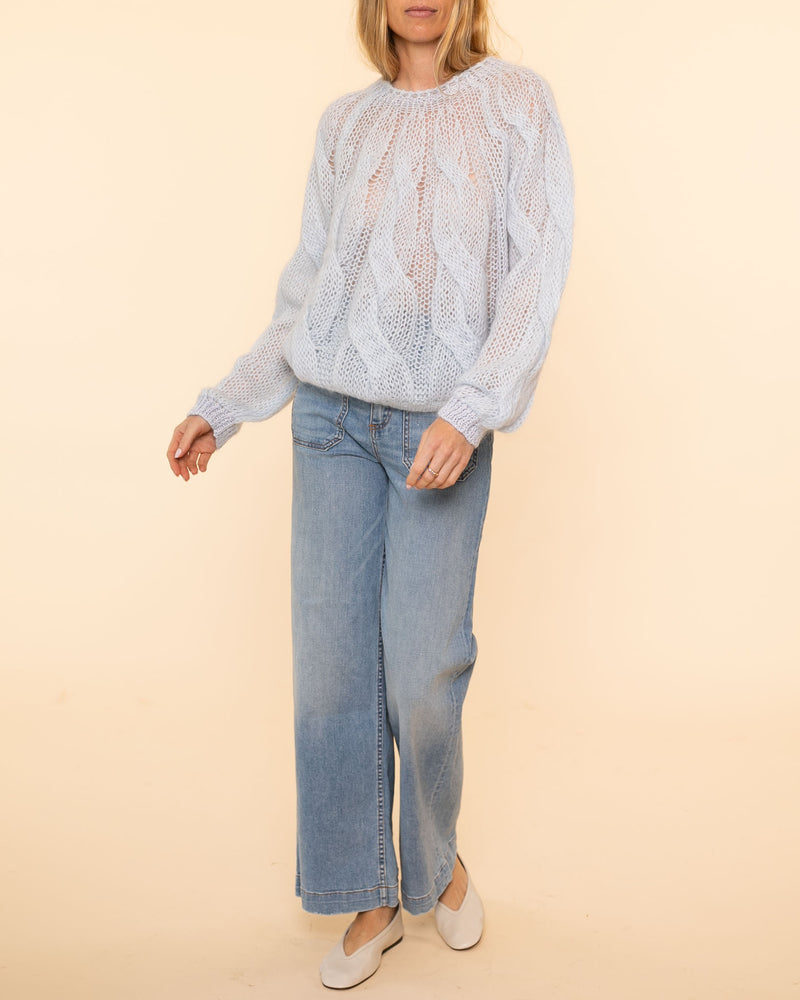 Mohair Cable Round Neck Sweater | Casper