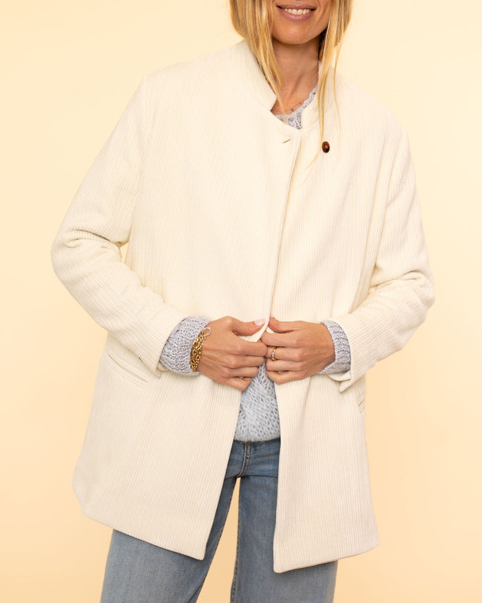 Knitted Corduroy Jacket | Ivory