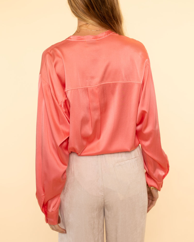 Heavy Satin Silk Collar Shirt | Pamplemousse