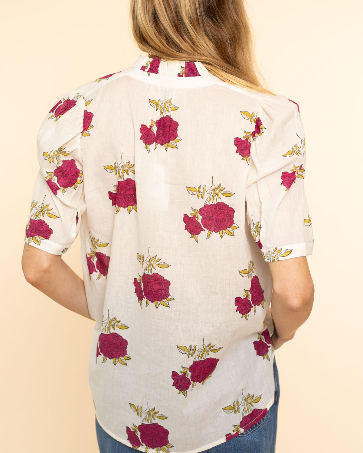 Winnie Cerise Rosette Shirt | Ivory Cerise