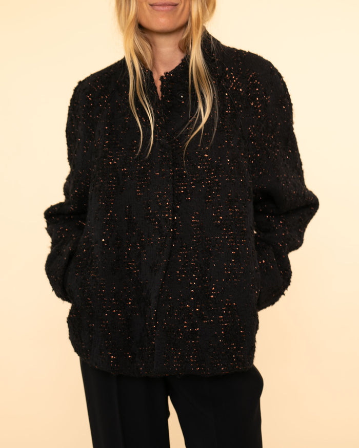 Jacquard Blouson Coat | Nero