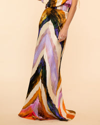 Laurina Skirt | Orange Orchid Abstract