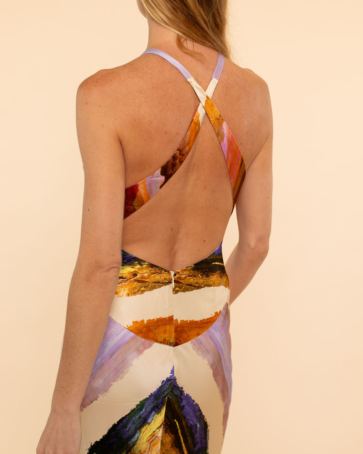 Daniela Dress | Orange Orchid Abstract