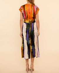 Ivanova Dress | Orange Orchid Abstract