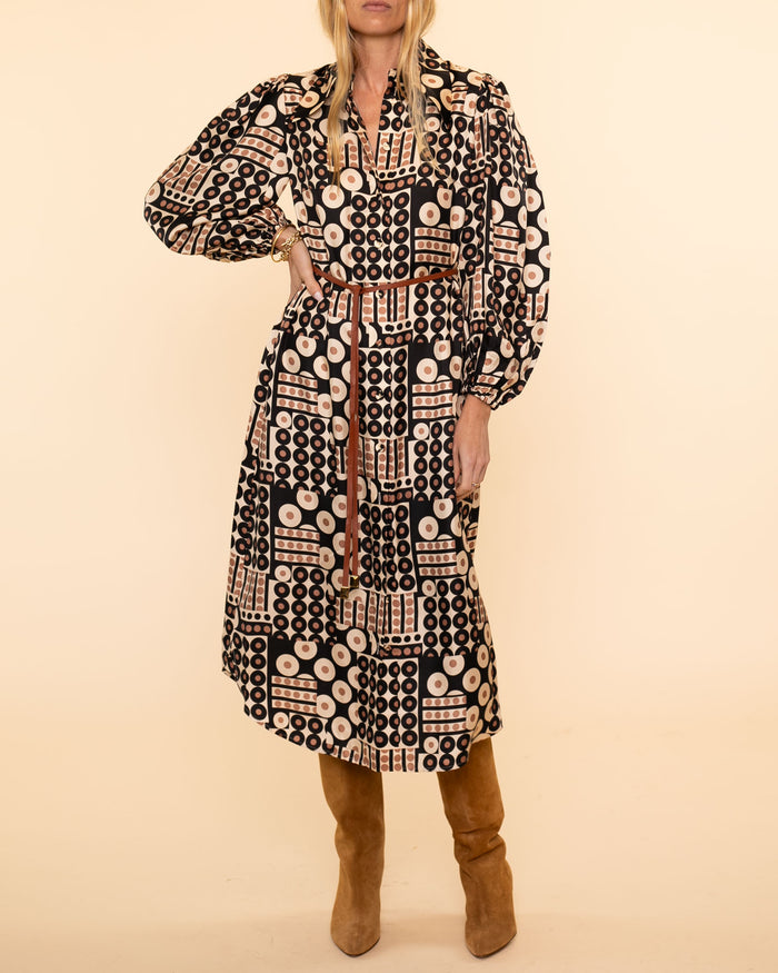 Illustration Midi Tunic Dress | Geometric Multi