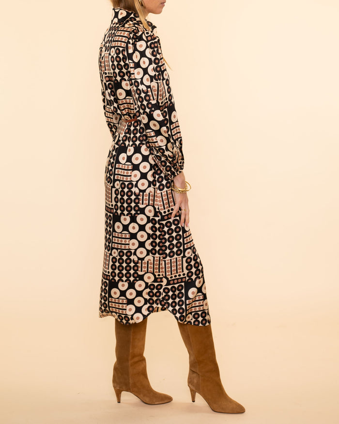 Illustration Midi Tunic Dress | Geometric Multi