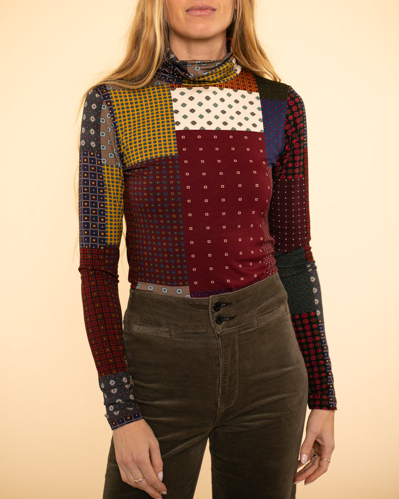 Sassonia Turtleneck Top | Polka Dot Patchwork