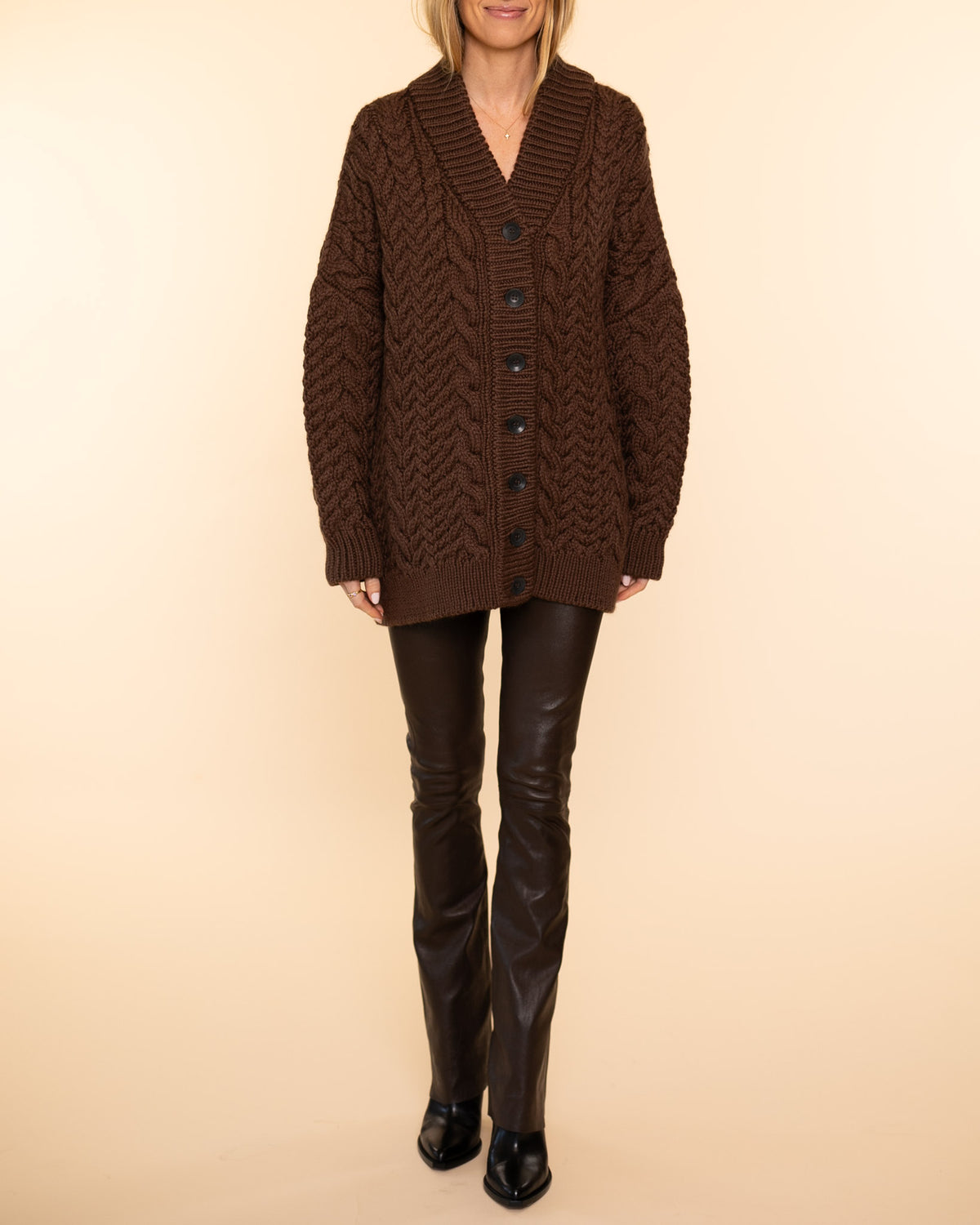 Barb Cable Cardigan | Cocoa Brown