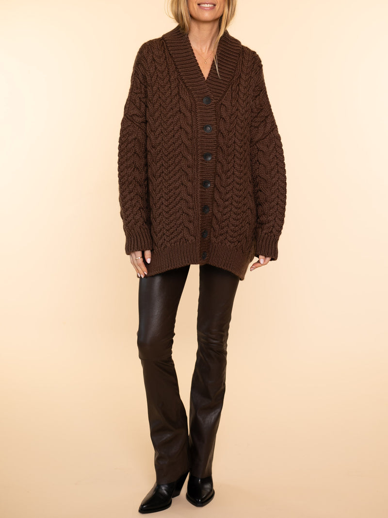 Barb Cable Cardigan | Cocoa Brown