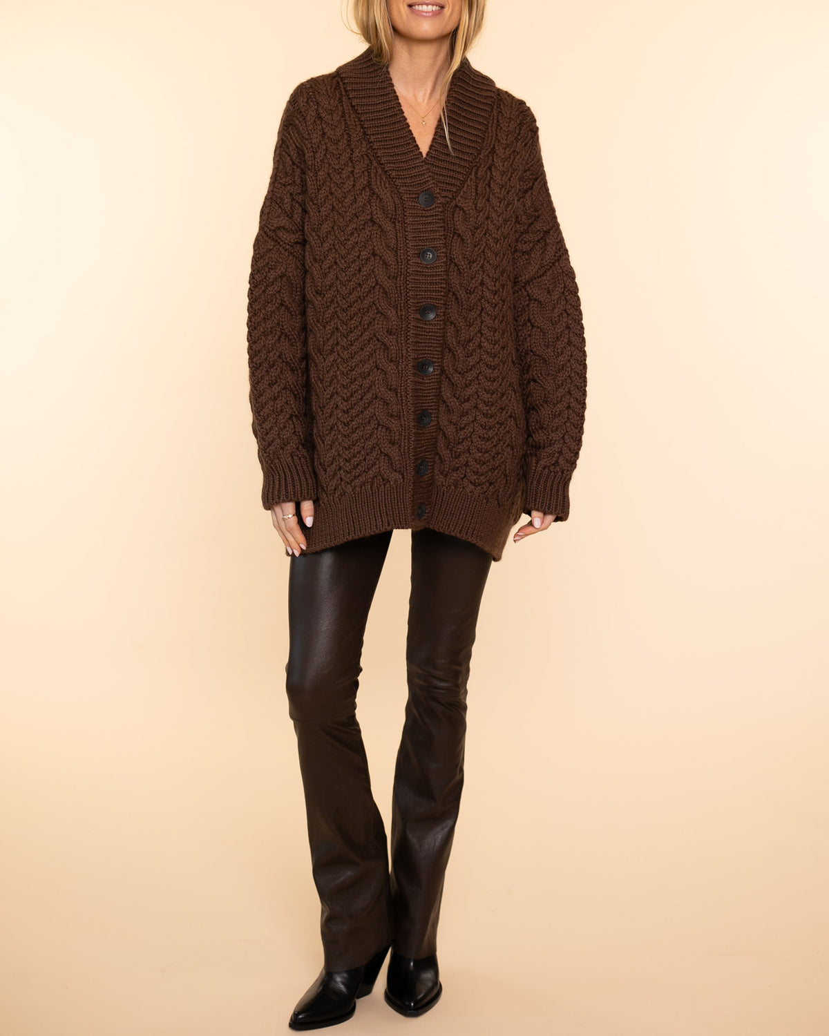 Barb Cable Cardigan | Cocoa Brown