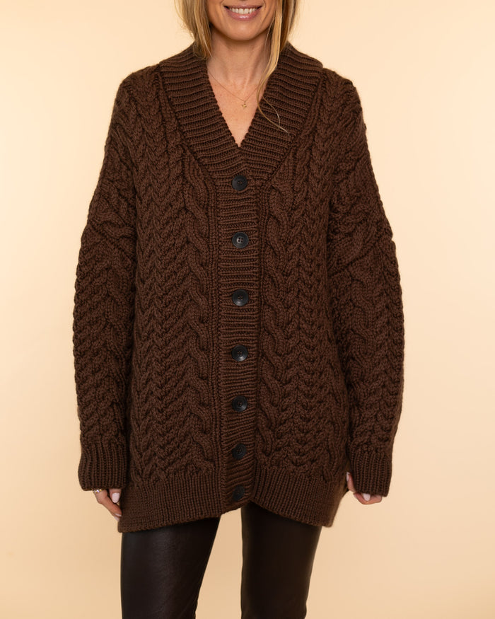 Barb Cable Cardigan | Cocoa Brown