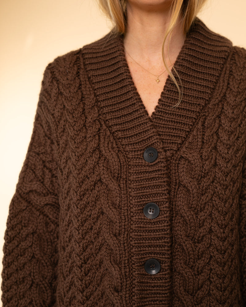 Barb Cable Cardigan | Cocoa Brown