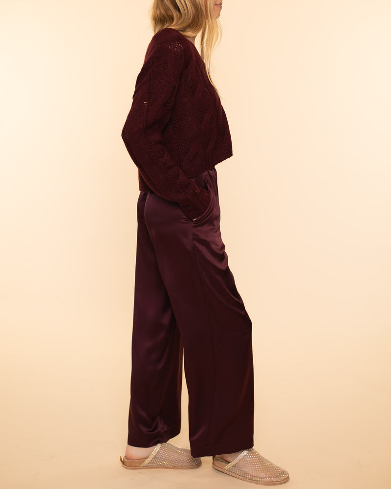 Brynn Wide Leg Pant | Bordeaux