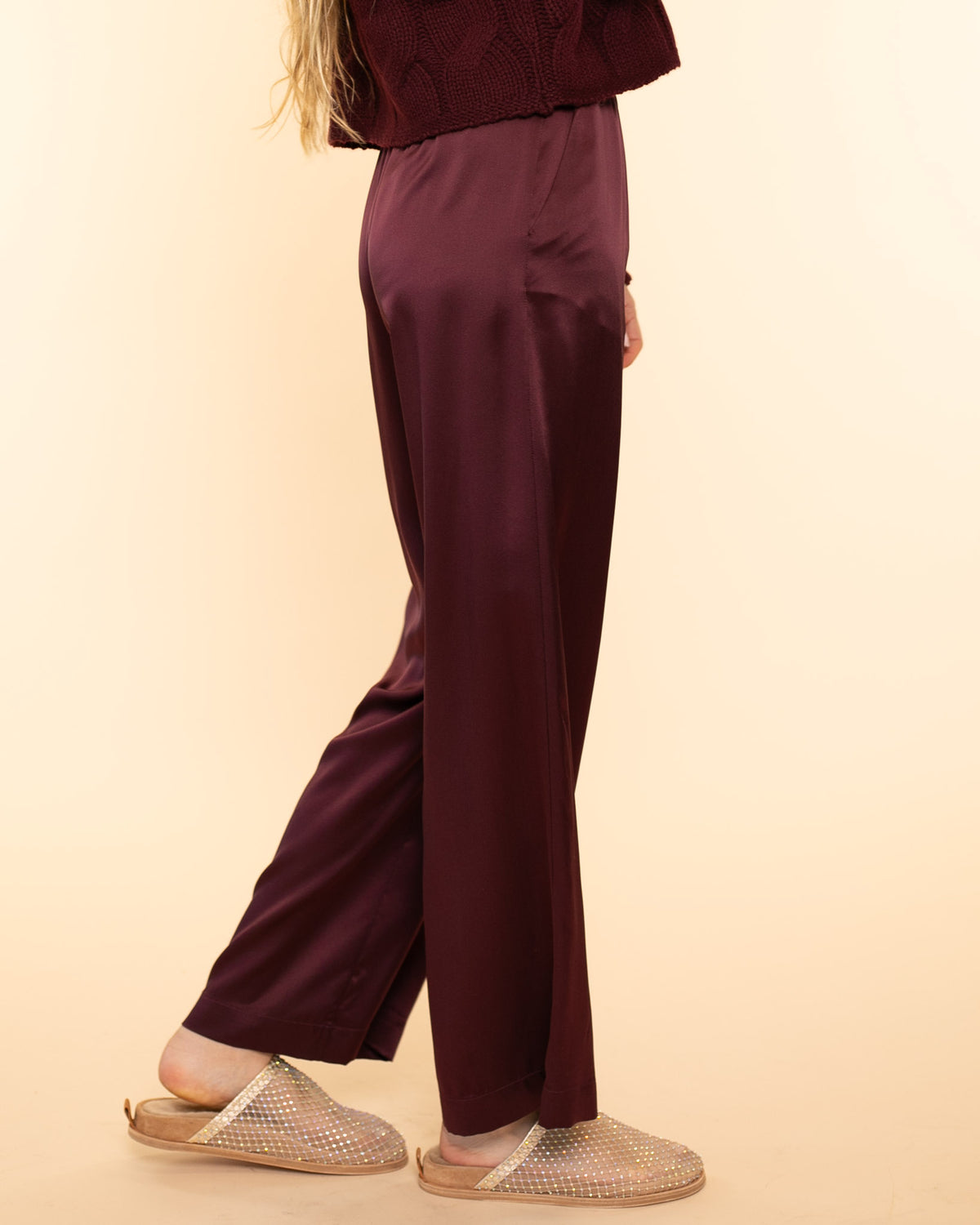 Brynn Wide Leg Pant | Bordeaux