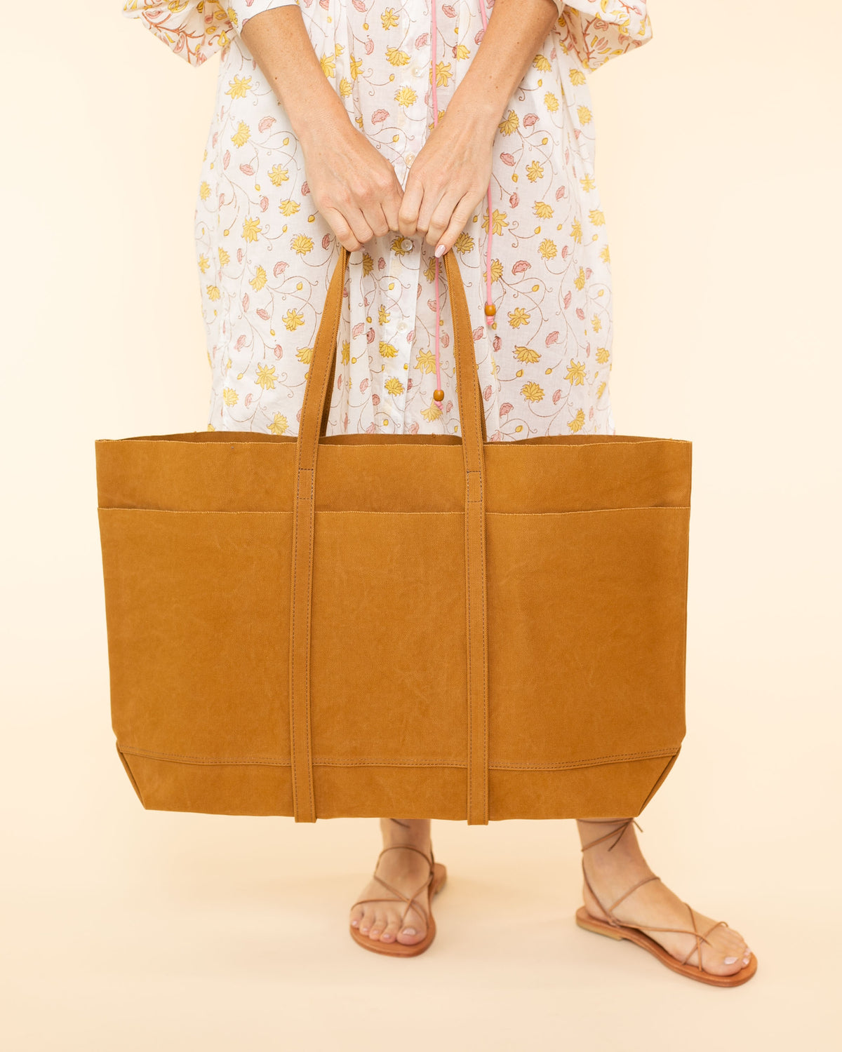 Washed Canvas 6pockets Tote Large | Mustard