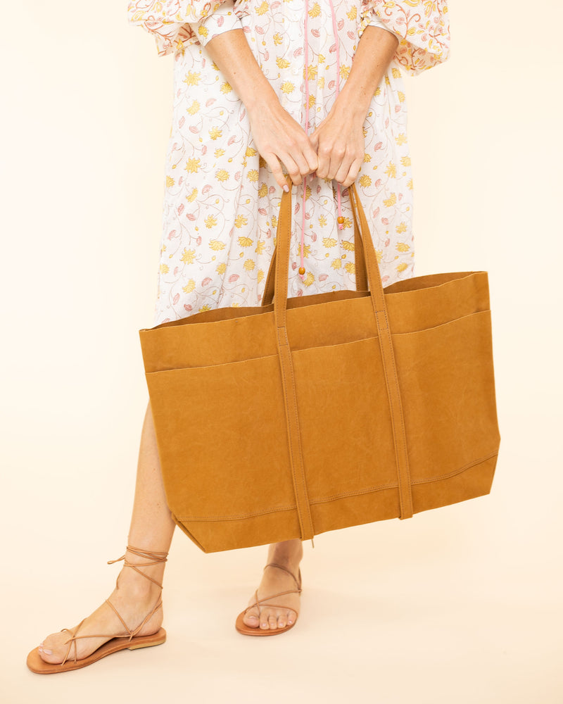 Washed Canvas 6pockets Tote Large | Mustard