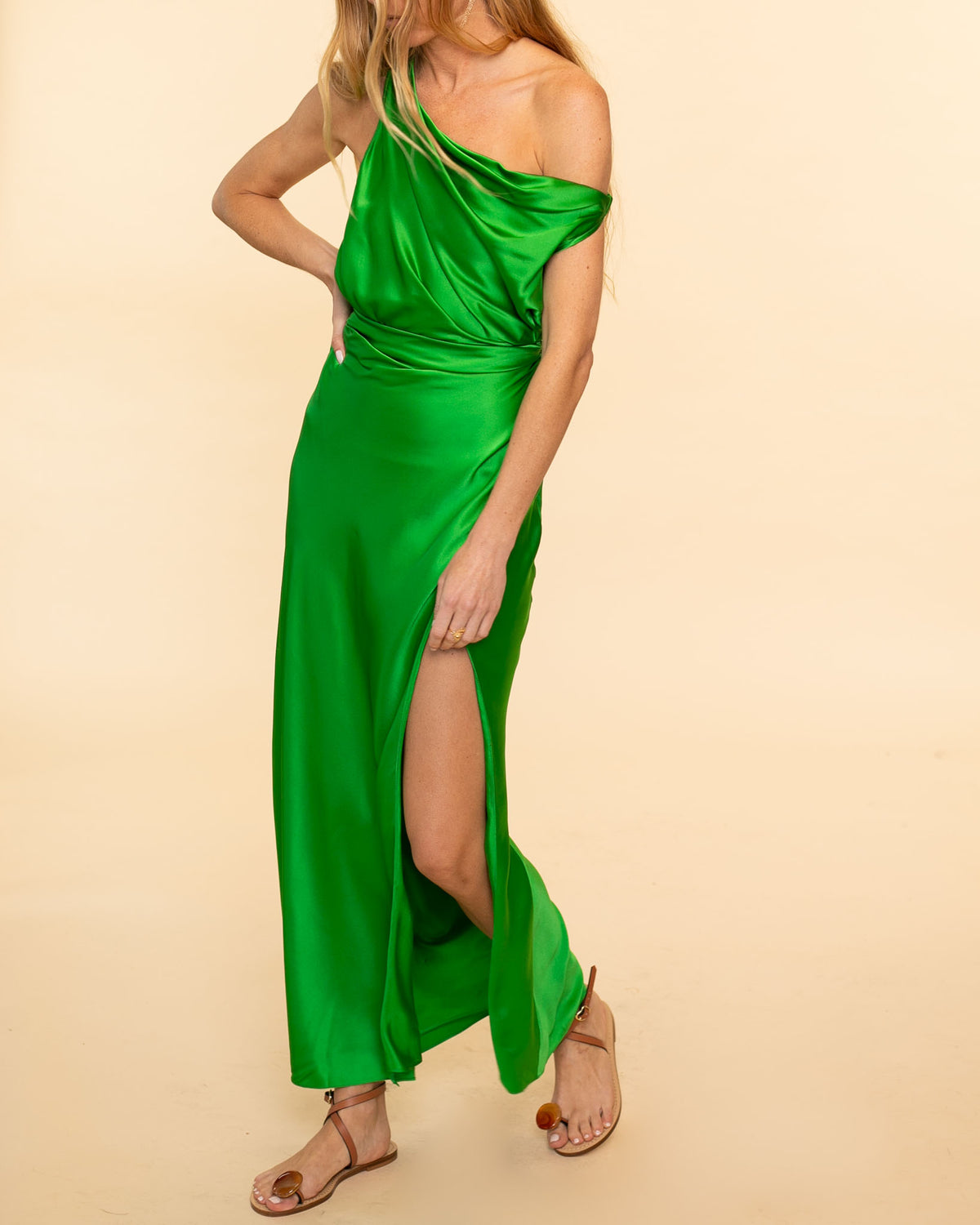 Asymmetrical Cowl Wrap Dress | Kelly Green