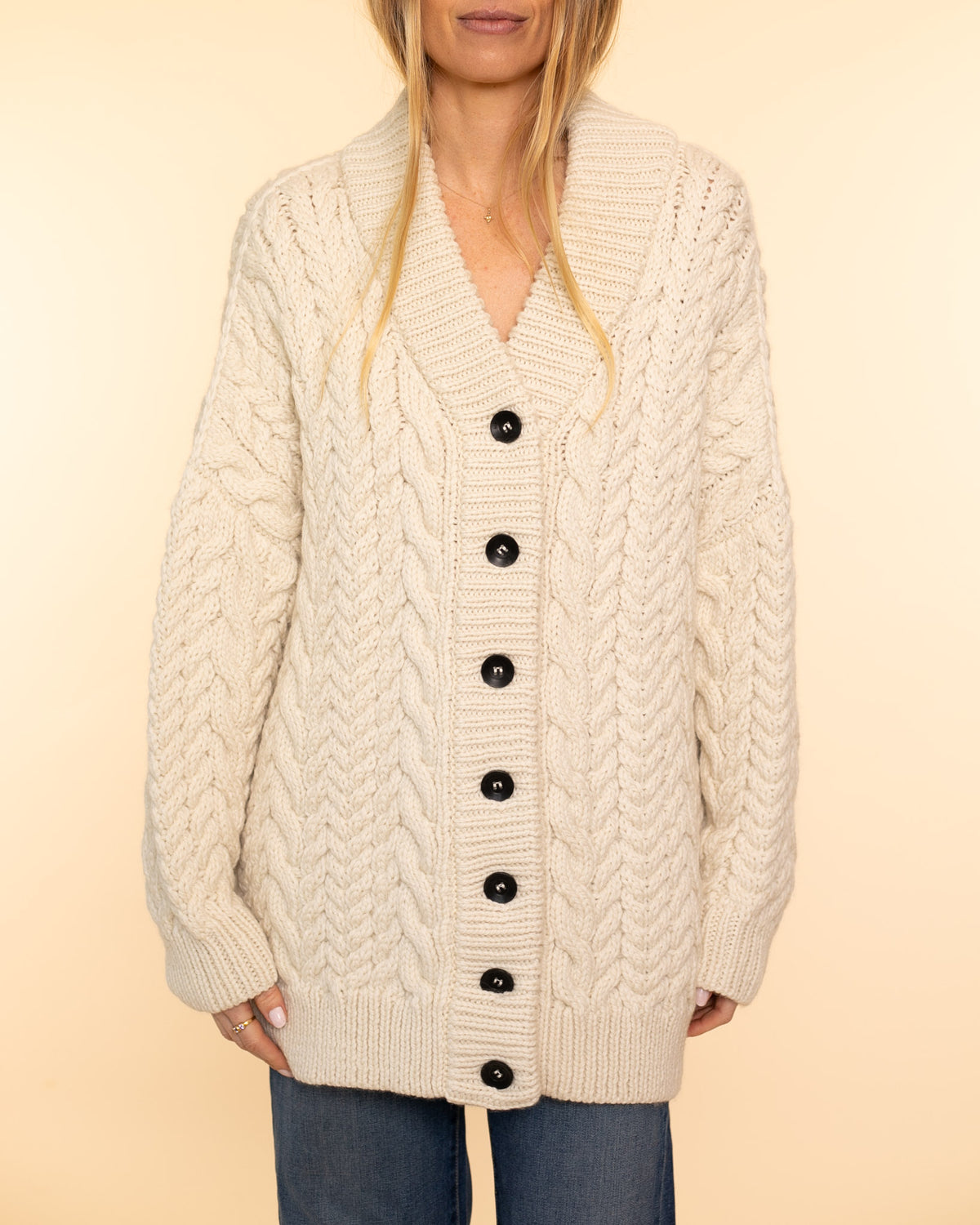 Barb Cable Cardigan | Cream