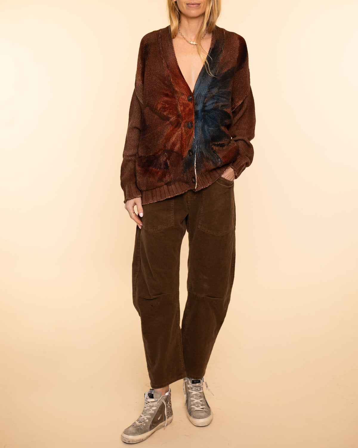 Atlante V Neck Cardigan | Brownie