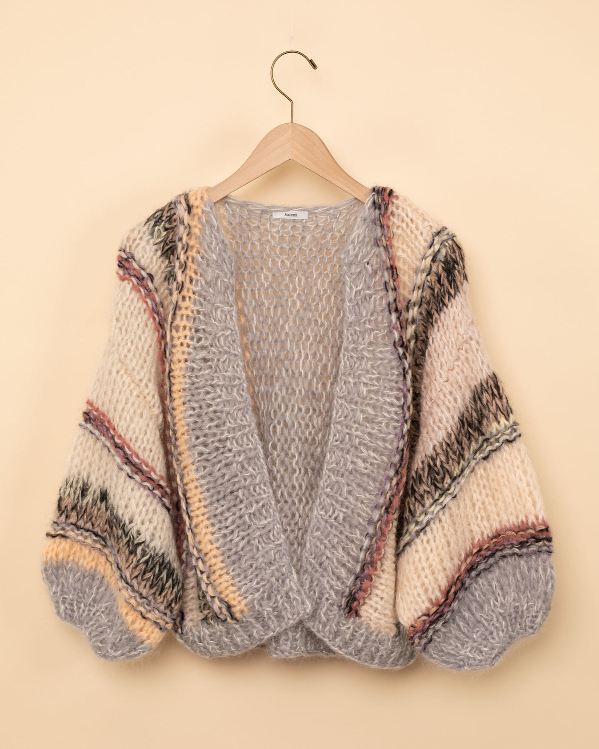 Mohair Vertical Bomber Cardigan | Pearl Melange