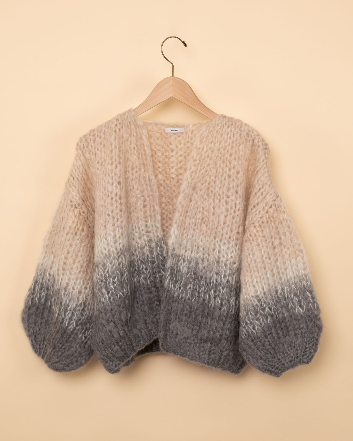 Mohair Bomber Cardigan | Grey Beige Ombre