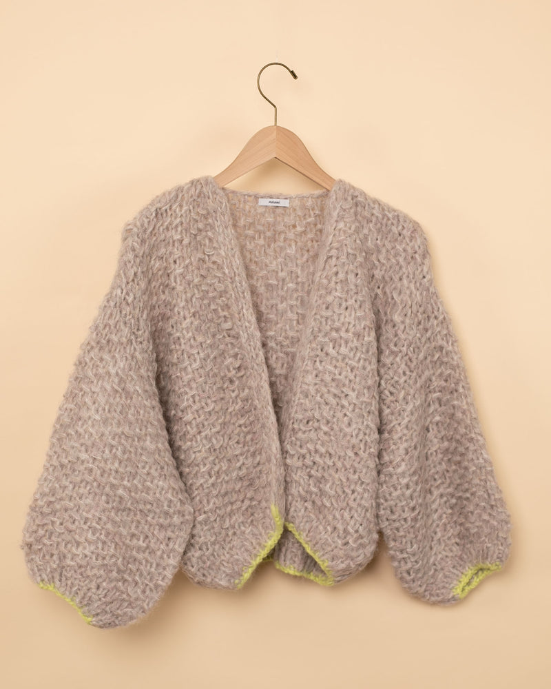 Fleecy Alpaca Pearl Bomber Cardigan | Soft Melange