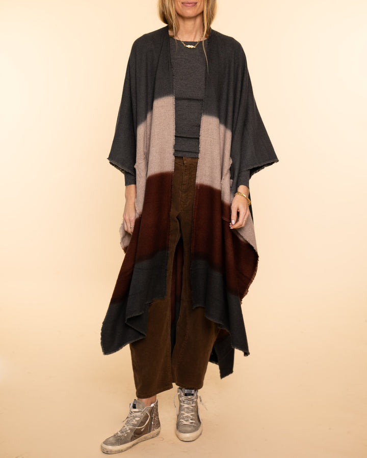 Flowing Cashmere Coat | Grey+Brown