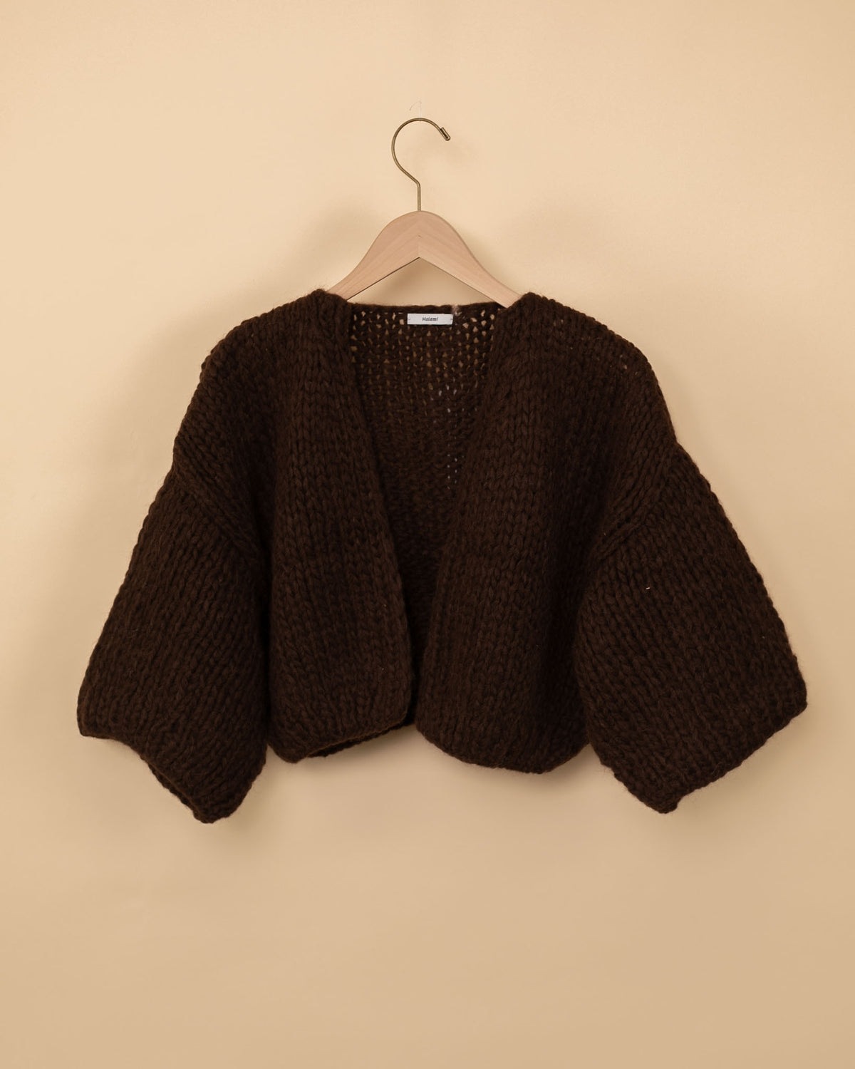 Alpaca Short Sleeve Cardigan | Dark Chocolate