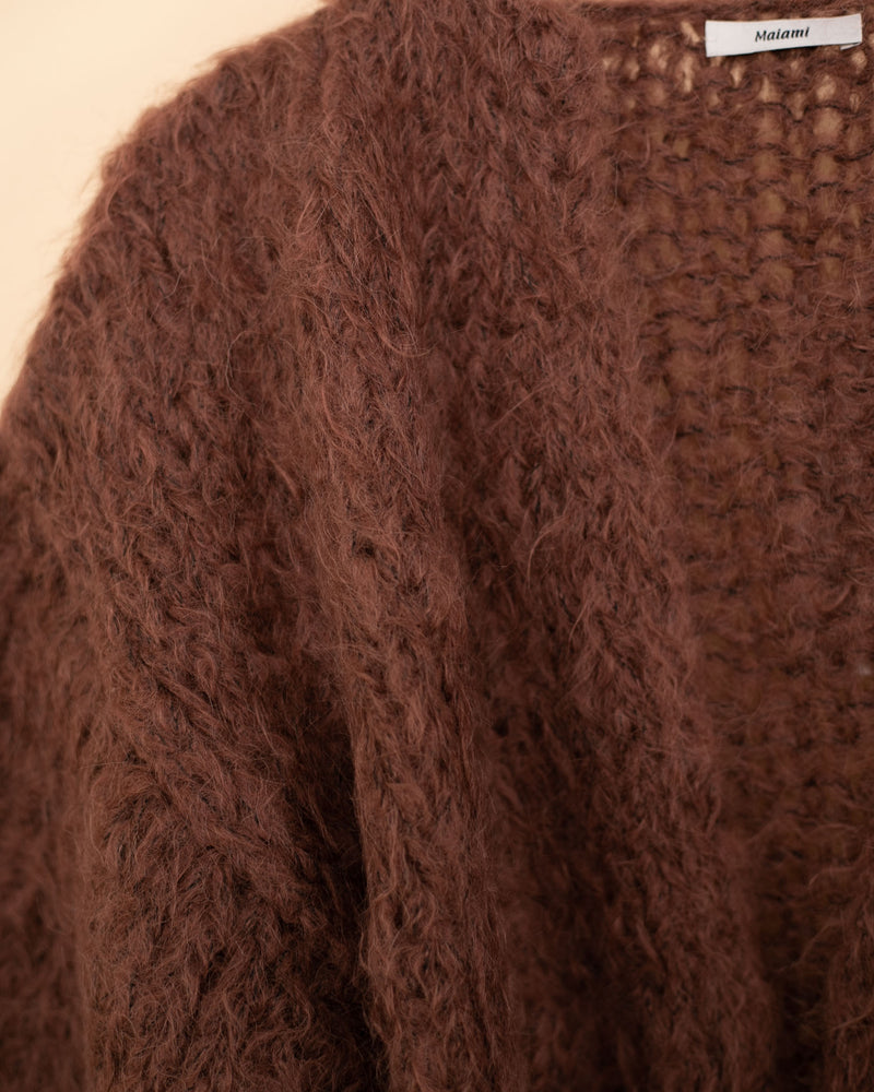 Shaggy Alpaca Cardigan | Marron