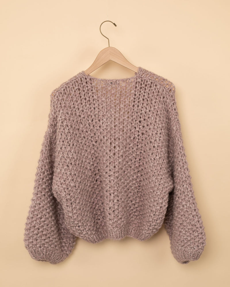 Alpaca Pearl Bomber Cardigan | Rose