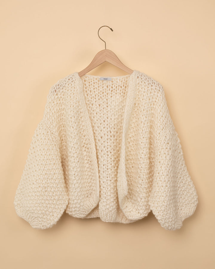 Alpaca Pearl Bomber Cardigan | Creme