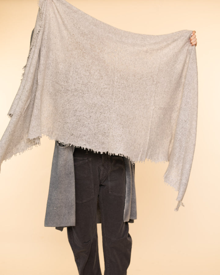 Open Knit Shawl Melange | Light Gray