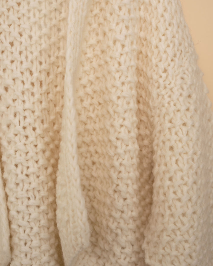 Alpaca Pearl Bomber Cardigan | Creme