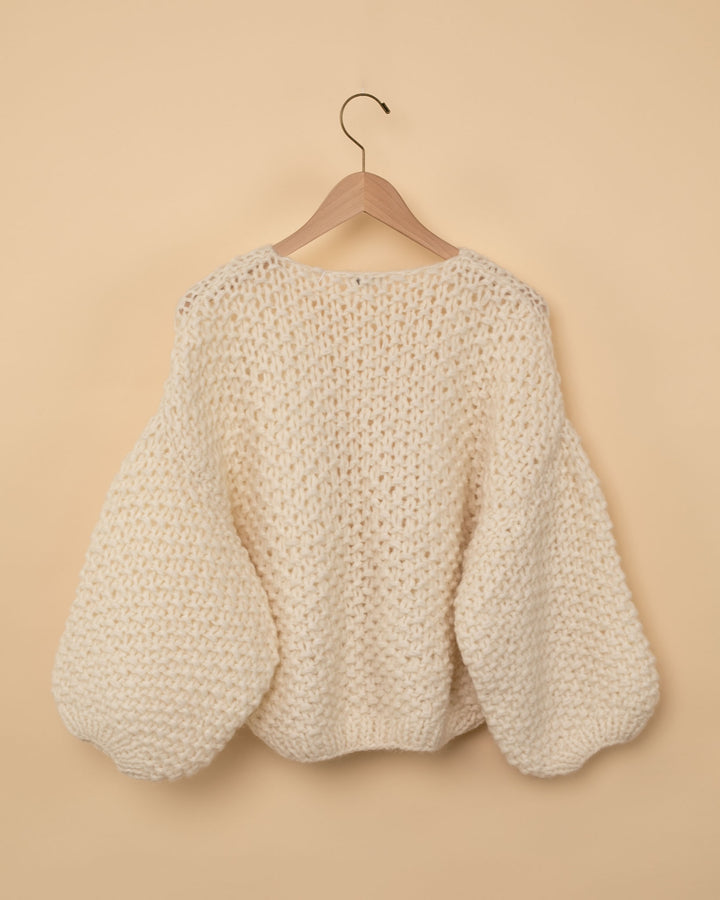 Alpaca Pearl Bomber Cardigan | Creme