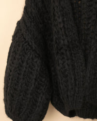 Cashmere Chunky Brioche Bomber Cardigan | Black