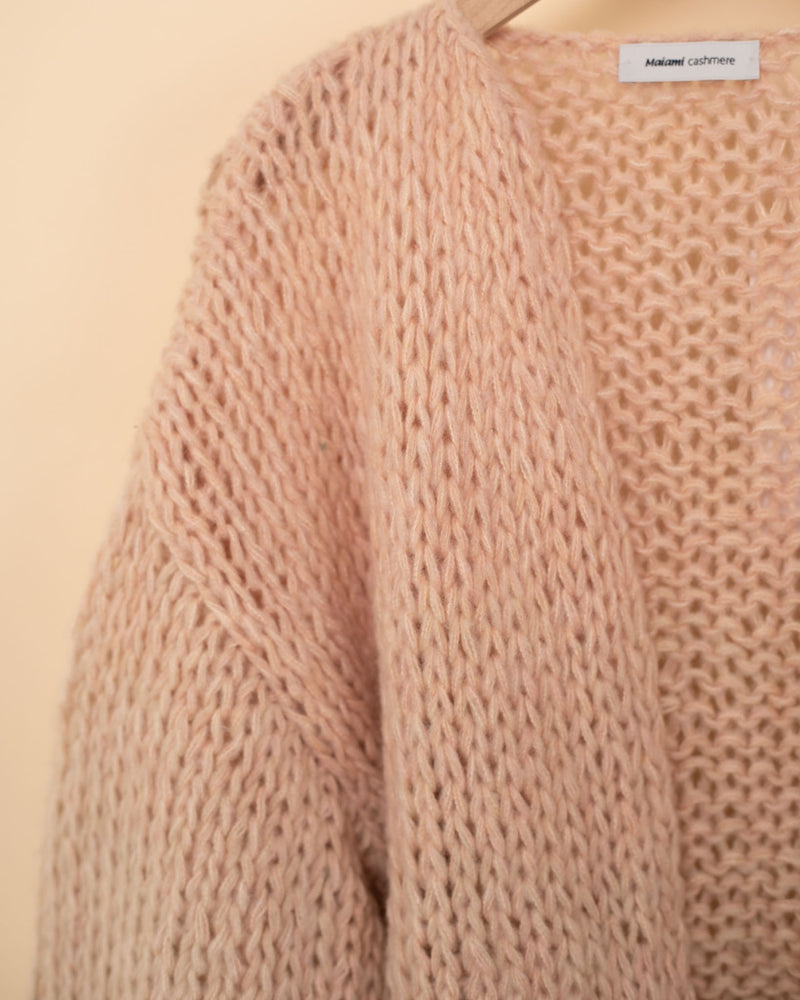 Fine Cashmere Gradient Big Cardigan | Soft Apricot