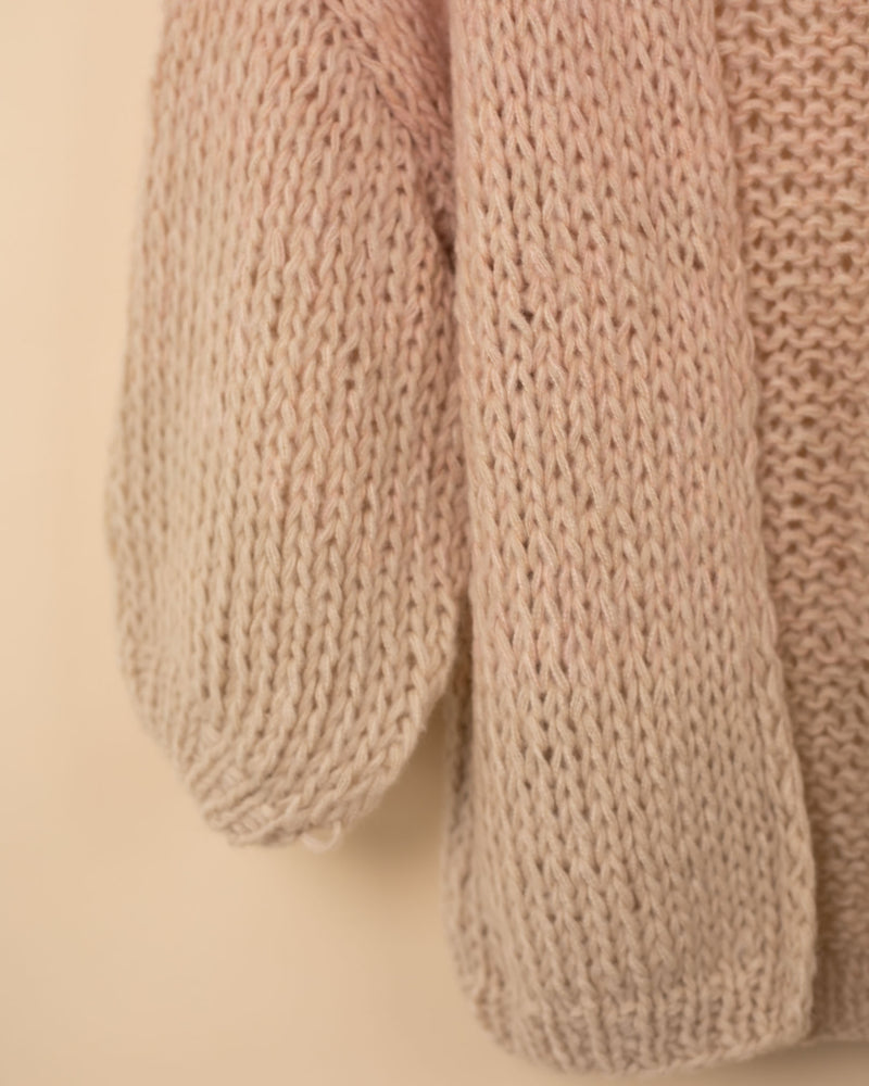 Fine Cashmere Gradient Big Cardigan | Soft Apricot