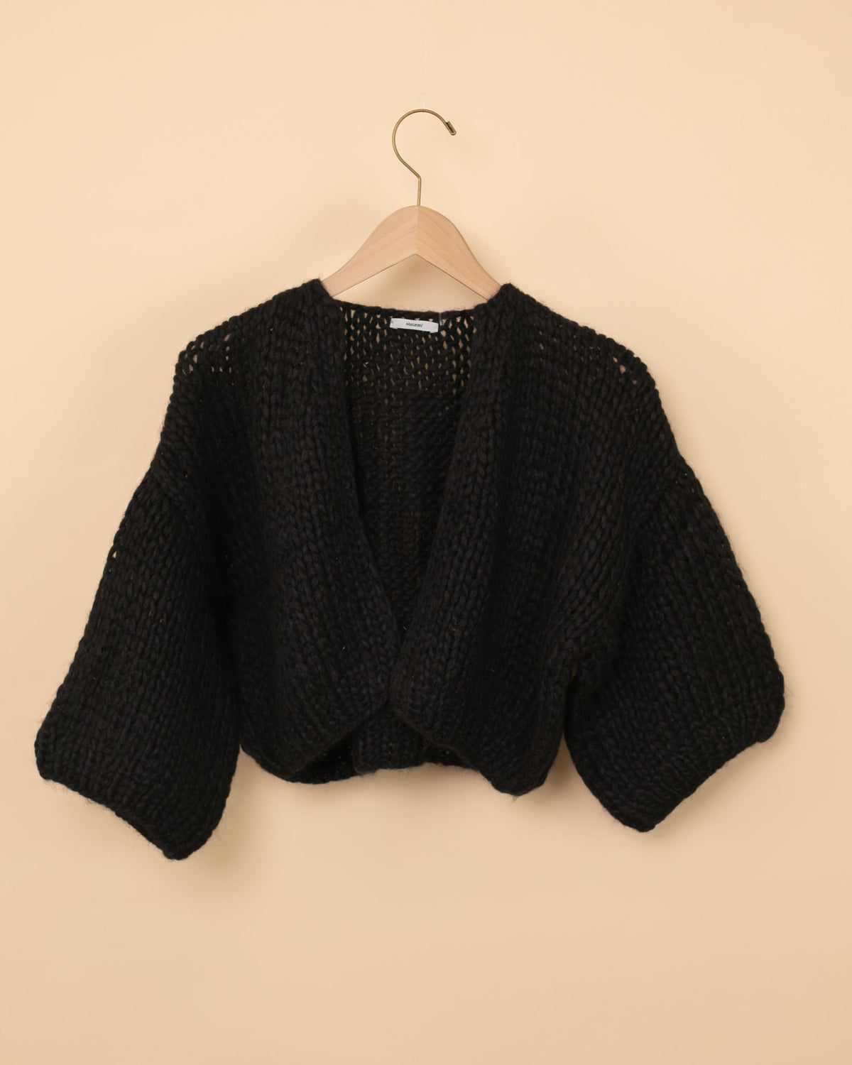 Alpaca Short Sleeve Cardigan | Black