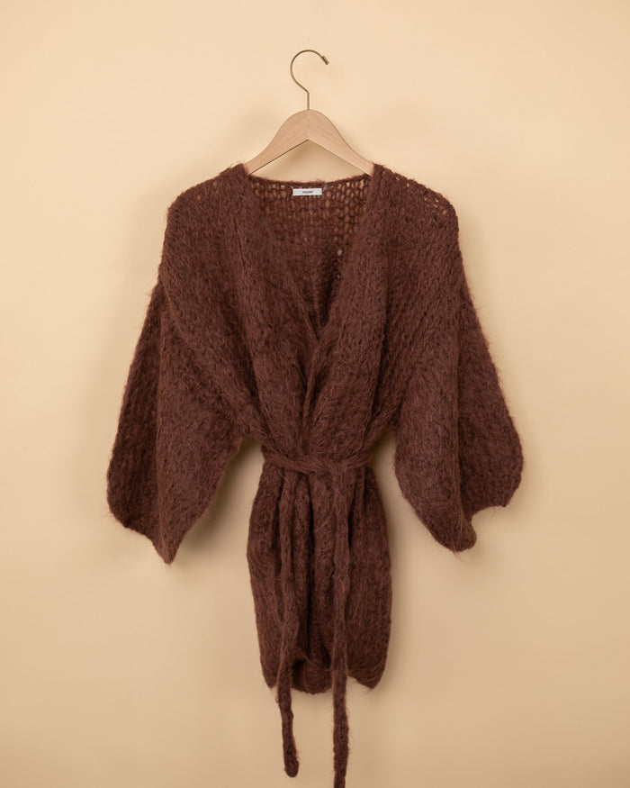 Shaggy Alpaca Oversized Cardigan | Marron