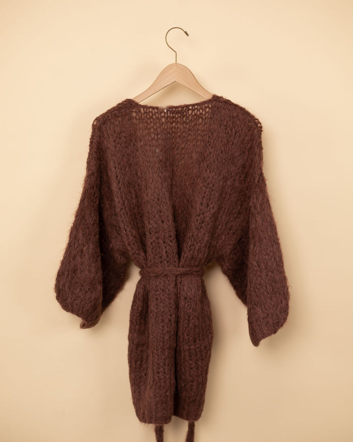 Shaggy Alpaca Oversized Cardigan | Marron