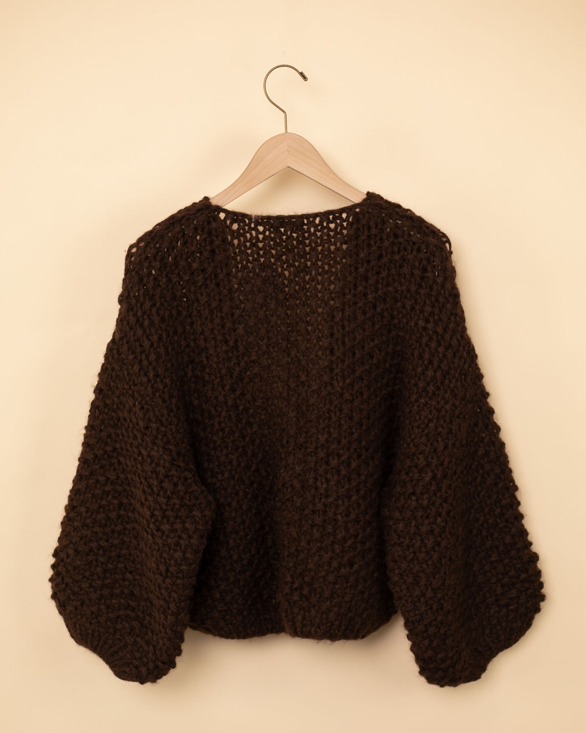 Alpaca Pearl Bomber Cardigan | Dark Chocolate