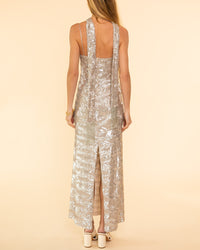 "La Danza del Mare" Sequins Slip Dress | Silver