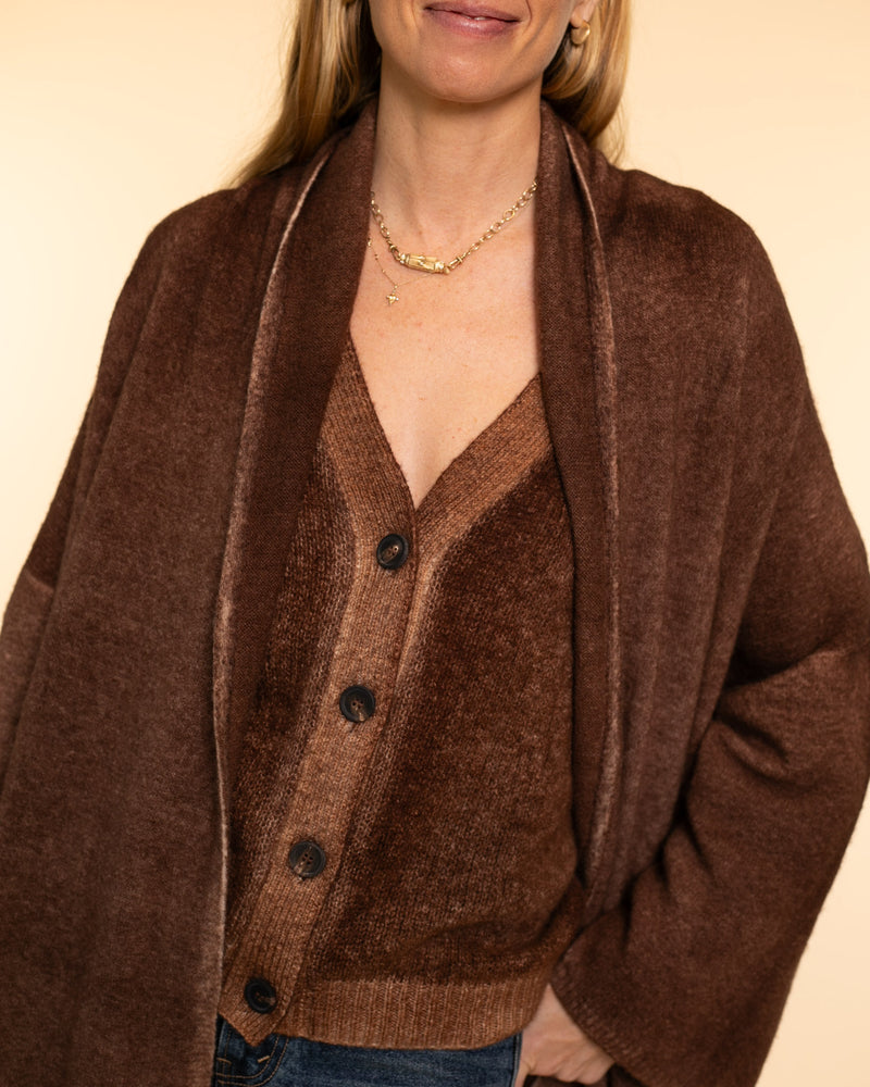 V Neck Cardigan | Brownie