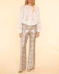 "La Danza del Mare" Sequins Flare Pants | Silver