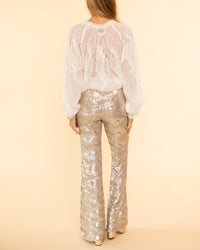 "La Danza del Mare" Sequins Flare Pants | Silver