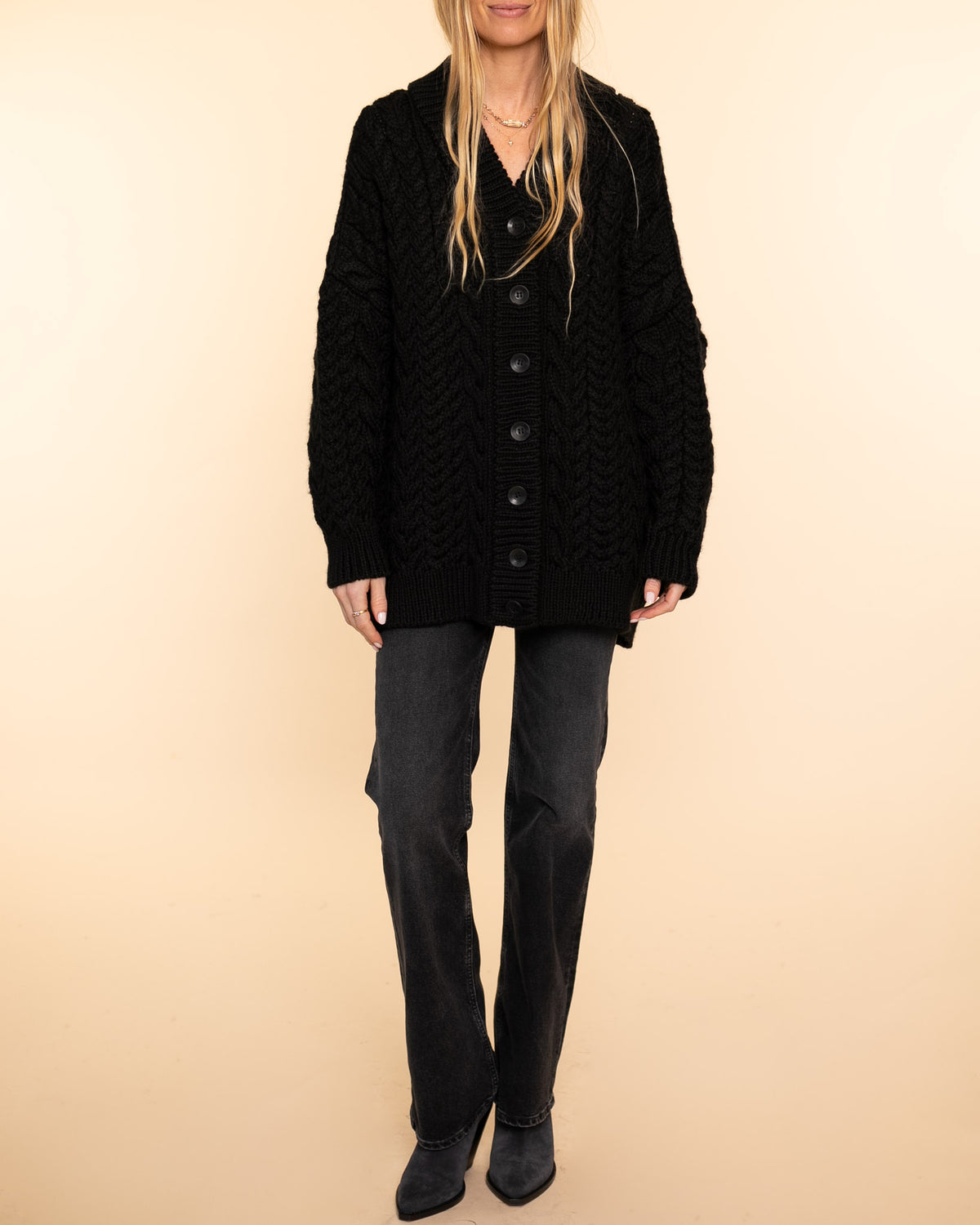 Barb Cable Cardigan | Black