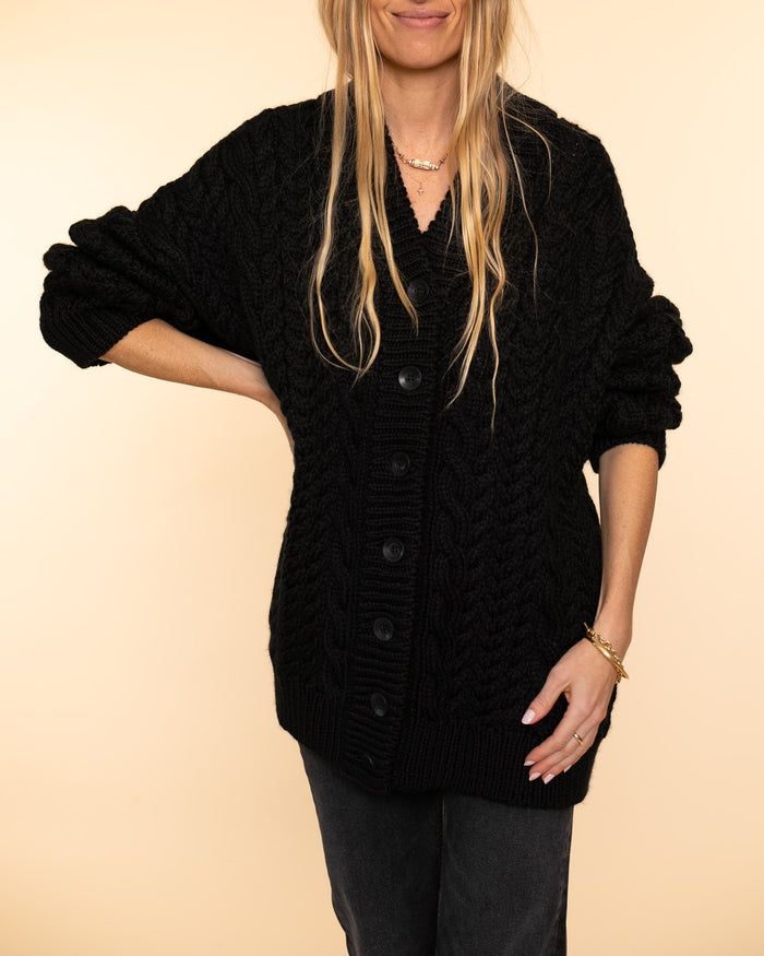 Barb Cable Cardigan | Black